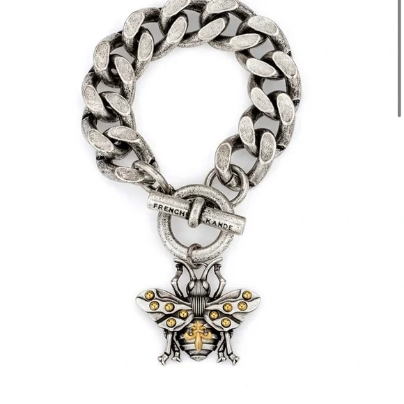 French Kande Silver and Gold Bee Charm Bracelet - Picture 1 of 3